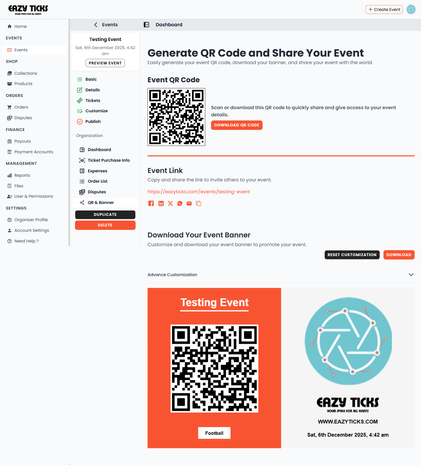 Share / QR code page